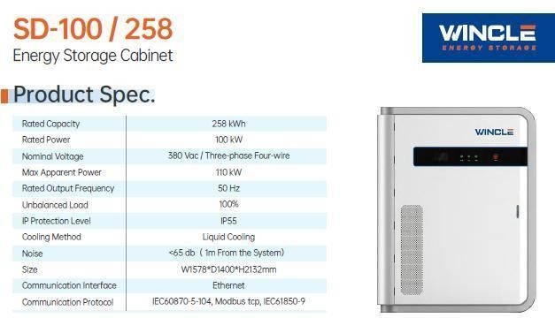 110 Kw Max Potência aparente 100kw Potência nominal LFP Bateria de armário para armazenamento de energia C&I