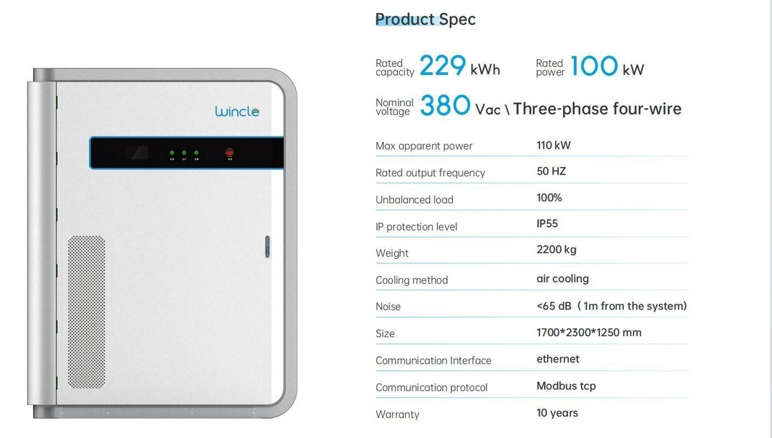 OEM ODM Sistema de armazenamento de energia Carga desequilibrada 100% 380VAC com certificado IEC En FCC Un
